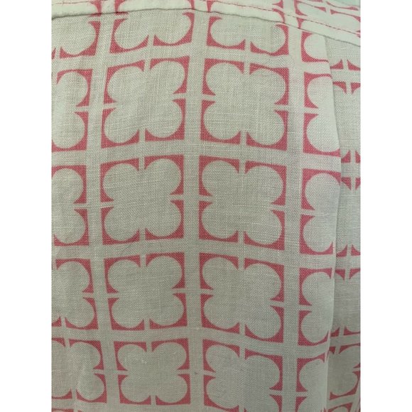 Women’s Linen pink & white clover leaf button up blouse PM M summer comfort Prep - Picture 10 of 12